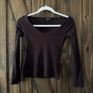 Zara Women's Brown Crop-top